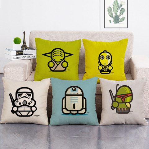 Almohada de lino con estampado creativo de Marvel Star Wars, cojín maestro Yudaka de dibujos animados para el hogar, decoración de Navidad y Halloween, regalo ► Foto 1/6