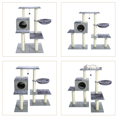 Postes de felpa para rascar para casa, árbol para gato, gatito escalando, actividades, proteger muebles, torres para gatos, entrega rápida ► Foto 1/6