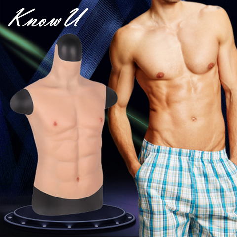 KnowU-pecho de mentira para hombre, vientre musculoso masculino de silicona suave, simulación de músculos artificiales, cuello alto, versión Cosplay crossdress ► Foto 1/6