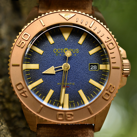 Reloj de buceo automático de lujo para hombre, cronógrafo con diseño de pulpo Kraken, 300M, impermeable, NH35, bronce ► Foto 1/6