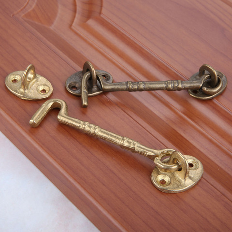 Pestillos para ventana de estilo chino, cerrojo de hebilla de cobre para muebles, puertas y armarios, bronce antiguo/latón, 110mm, 1 unidad ► Foto 1/6