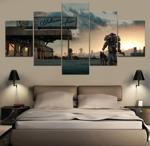 Lienzo de 5 piezas para sala de estar, arte para habitación Fallout, 4 estampado de juego, pintura moderna, arte de pared, arte de pared ► Foto 1/6