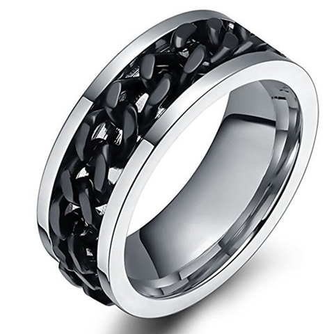 Anillo de cadena giratorio Simple de acero inoxidable de 8MM anillo de moda de acero inoxidable, anillo de titanio ► Foto 1/6