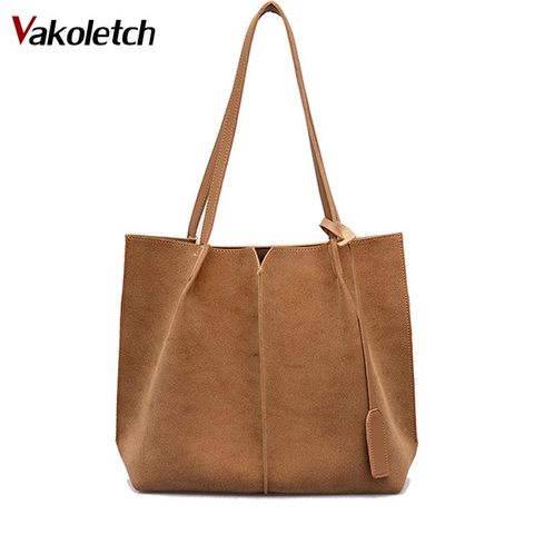 Conjunto de 2 uds. De bolsos de cuero suave para mujer, bandoleras femeninas, bolsos de mano grandes e informales, bolsos de ante de alta calidad, KL680 ► Foto 1/6