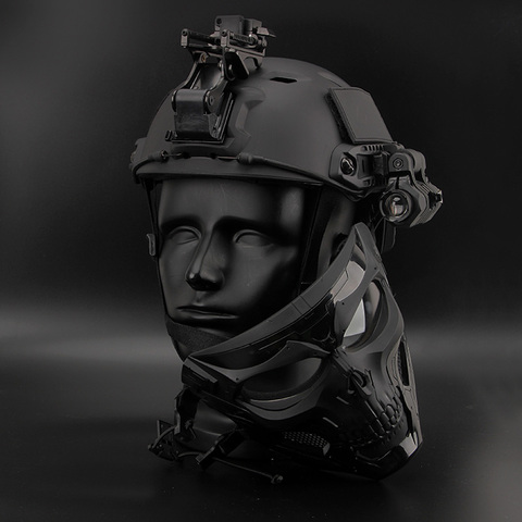 Máscara protectora completa de soldado táctico, mascarilla protectora completa, equipo táctico de campo CS con casco rápido ► Foto 1/6
