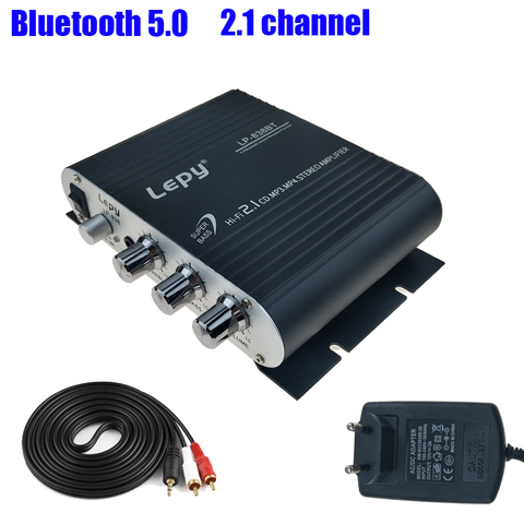 Lepy LP-838BT Bluetooth 5,0 Amplificador de potencia 2,1 3 canal Supergraves de sonido de Audio Amplificador con 12V3A poder y Cable AUX ► Foto 1/5