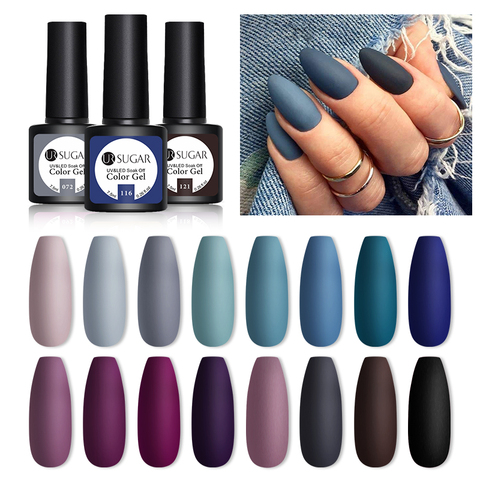 Azúcar UR-esmalte de uñas de Color azul oscuro mate, esmalte de uñas de Gel UV semipermanente, diseño para manicura DIY, 7,5 ML ► Foto 1/6