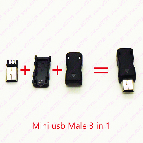 Miniconector USB macho (3 en 1), conector macho de 5 pines con cubierta de plástico para tipos de bricolaje, 2,0, 10 juegos ► Foto 1/3