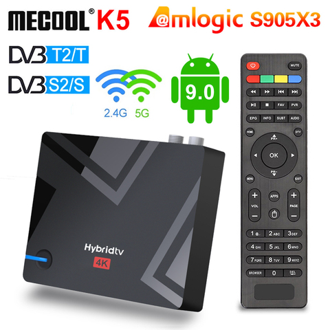 MECOOL-reproductor multimedia K5 2G, 16G, dispositivo de Tv inteligente, Android 9 9,0, Amlogic S905X3, 2,4G, 5G, WIFI, LAN, 10/100M, grabadora, PVR ► Foto 1/6