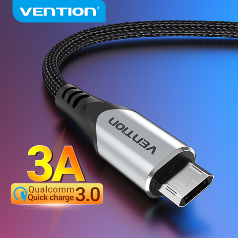 Vention-Cable Micro USB Reversible para teléfono móvil, Cable de datos de nailon de carga rápida para Samsung, Xiaomi, HTC, LG ► Foto 1/6