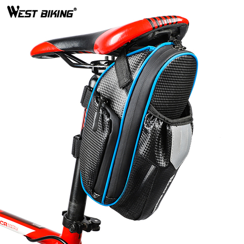 WEST BIKING-bolsa trasera para bicicleta de montaña, resistente al agua, accesorios para bicicleta, bolsa de sillín de bicicleta con bolsillo para botella de agua ► Foto 1/6