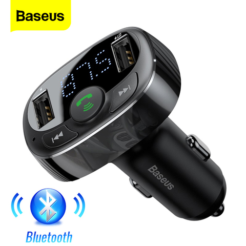Baseus transmisor de FM Kit de coche Bluetooth manos libres modulador FM inalámbrico para coche Aux Radio Tranmiter MP3 jugador con cargador de coche USB ► Foto 1/6