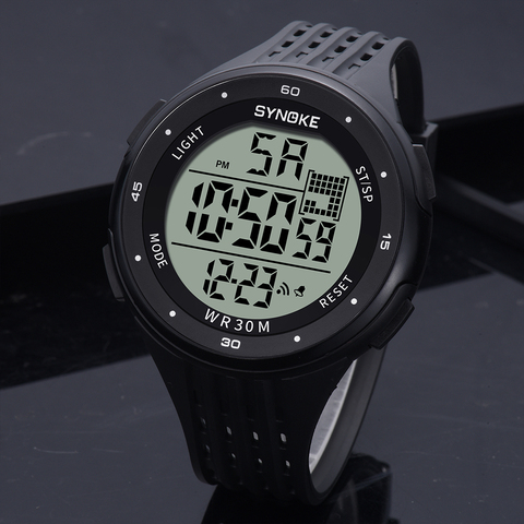 SYNOKE-reloj deportivo para hombre, cronógrafo con pantalla Digital LED de 30M, resistente al agua ► Foto 1/6