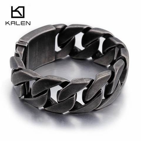 Kalen-pulsera de cadena de eslabones de acero inoxidable para hombre ► Foto 1/6