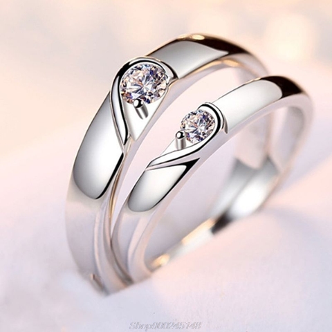 Anillos de compromiso para parejas, conjunto de anillos de boda con corazón, I Love You, Au03 20, envío directo ► Foto 1/1