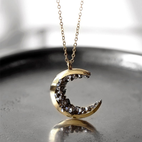 Collar de cadena para mujer, joyería de moda, colgante largo de luna de oro, Gargantilla llamativa, regalos para mujer, collar femenino Riverdale ► Foto 1/6