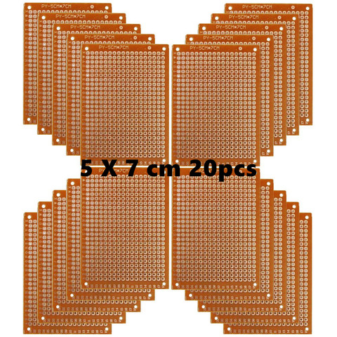 Tablero de cobre para pruebas, placa de circuito impreso de una sola cara (5 cm x 7 cm), 20 Uds. ► Foto 1/4