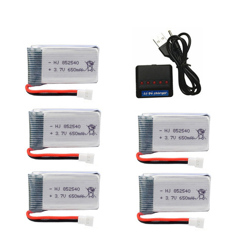 Batería Lipo de 3,7 V y 650mAh + cargador de 3,7 v para Dron SYMA X5C X5C-1 X5 H5C X5SW X6SW H9D H5C 852540 3,7 V, batería recargable Lipo ► Foto 1/6