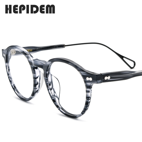 HEPIDEM-Montura de gafas de óptica de acetato para mujer, anteojos redondos Retro Vintage para hombre, gafas graduadas de Nerd, 9121 ► Foto 1/6