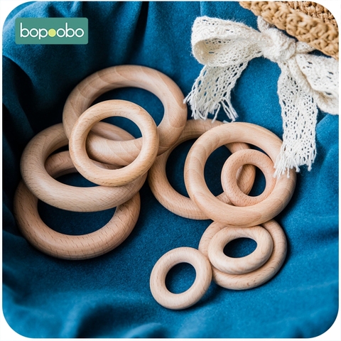 Bopoobo-Anillo de madera de haya, Grado Alimenticio para accesorios de dentición del bebé, accesorios de artesanía para manualidades, mordedor de bebé, 40/60/65mm, 5/10 Uds. ► Foto 1/6