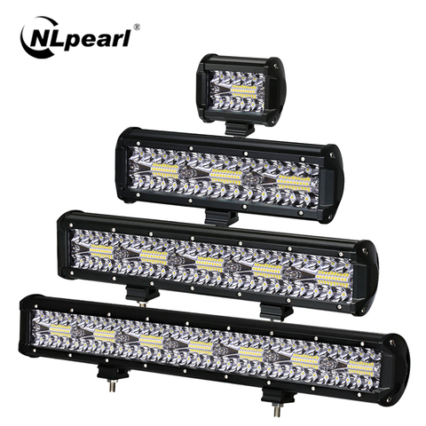 NLpearl-Barra de luz LED Combo de 3 filas para todoterreno, foco reflector de 4-20 pulgadas, 12V, 24V, para coche, barco, camión, Suv, 4x4, Tractor, Atv, luz de trabajo ► Foto 1/6