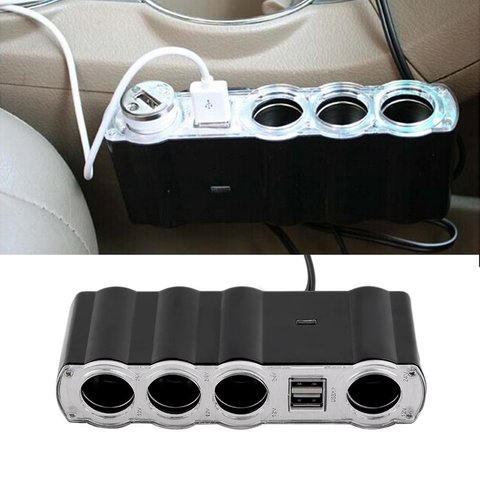 12 V-24 V 4 vías Multi enchufe cargador de coche vehículo Auto enchufe de encendedor de coche divisor y Dual puertos USB adaptador de enchufe ► Foto 1/6