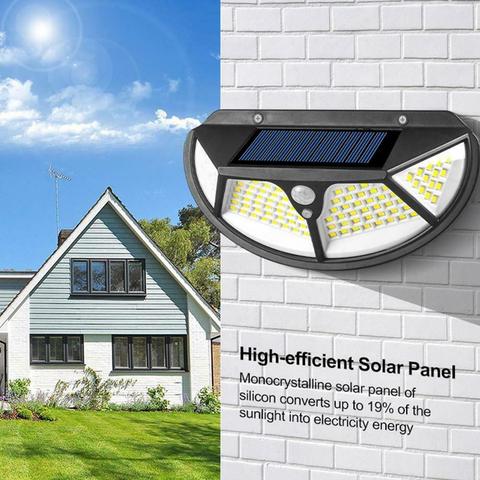 Lámpara de pared de seguridad para exteriores, luz de calle recargable con Sensor de movimiento PIR, Ultra brillante, 102 luz LED Solar para jardín, 1200mAh, 18650 ► Foto 1/6