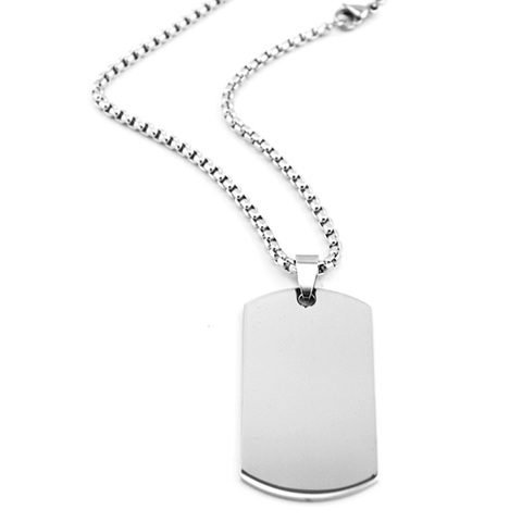 Collar de placa militar para hombre, colgante de identificación con Etiqueta de perro, Gargantilla de acero inoxidable blanco con espejo pulido ► Foto 1/6