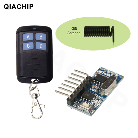 QIACHIP 433Mhz transmisor interruptor inalámbrico con mando a distancia RF aprendizaje código receptor decodificador módulo 4CH RX480E Antena de regalo DIY ► Foto 1/6