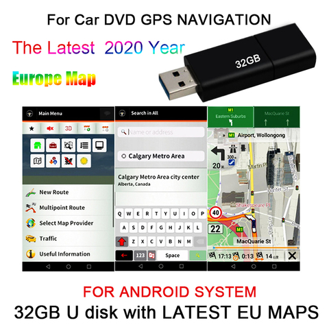 Disco en U de 32GB, mapa de Euro solo para sistema Android, navegación por Gps para coche, último año de 2022 ► Foto 1/6