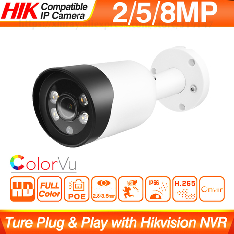 Hikvision-cámara de seguridad para el hogar, Compatible con ColorVu, 8MP, bala, POE, CCTV, Ultra 5MP, HD, H.265, Plug & play, seguridad IPC ► Foto 1/5