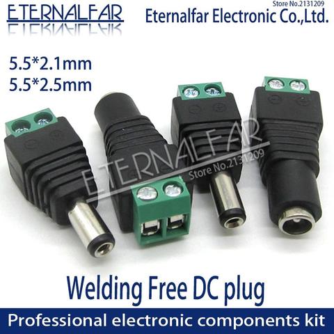 5,5mm x 2,1mm 2,5mm conector hembra macho DC adaptador de enchufe de alimentación 5050 3528 5060 cinta de LED de único color y horquilla de sintonización CCTV ► Foto 1/5