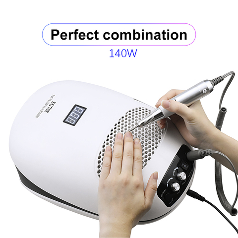 Máquina de manicura 3 en 1 de 140W, aspiradora de polvo de uñas y Extractor de lámpara UV, ventilador para herramienta de manicura, recolector de polvo ► Foto 1/6