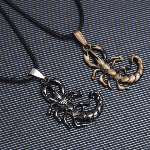 Colgante de escorpión para hombre y mujer, collar de Escorpio de Metal, cadena de cuerda, joyería Unisex, regalo de Festival ► Foto 1/6