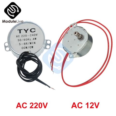 50/60Hz 5-6 r/min estable Motor síncrono TYC-50 AC 220V 12V Pro 4KGF.CM par 4W CW/CCW plataforma giratoria para microondas para el ventilador eléctrico ► Foto 1/6