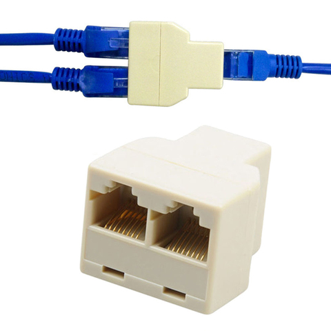 2 unids/lote 1 a 2 vías LAN Cordón de red Ethernet Cable RJ45 hembra adaptador de conector divisor gran oferta ► Foto 1/1