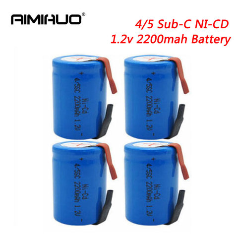 4 Uds Ni-Cd SC 4/5 C 1,2 V 2200mAh baterías recargables para linterna Fan de herramienta de poder de batería NICD células SC con pestaña de soldadura ► Foto 1/6