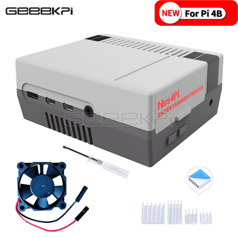 GeeekPi-Kit de carcasa estilo NES NES4Pi, disipadores de calor de ventilador de refrigeración funcional ABS, sólo para Raspberry Pi 4 B o 3B + / 3B ► Foto 1/6