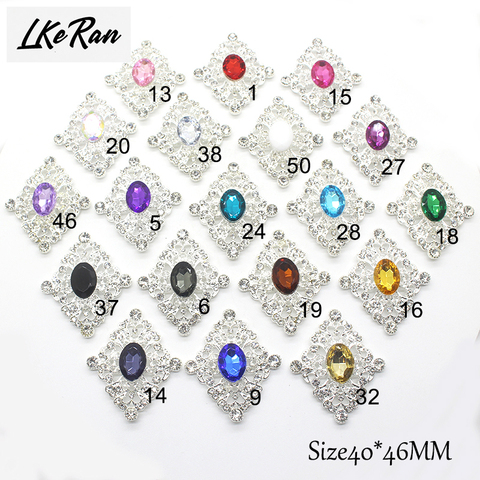 Botones de diamantes de imitación para manualidades, accesorios decorativos para ropa, 40x46mm, Metal, acrílico, cristal, 10 Uds. ► Foto 1/6