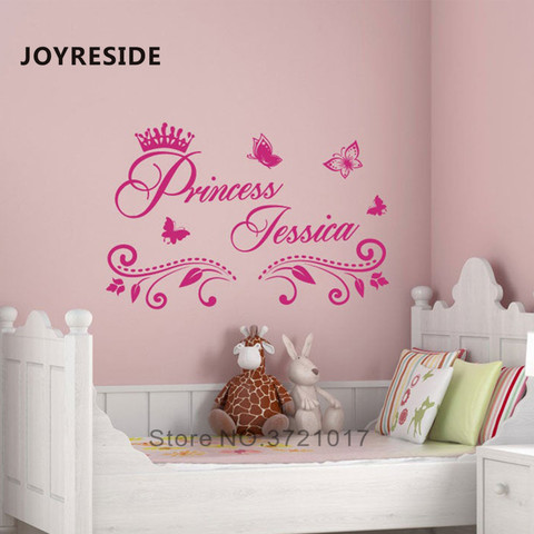 La Princesa personalizado nombre arte de pared de diseño de adhesivo bebé niñas pared del dormitorio decoración de pared pegatinas de nombre personalizado de vinilo M397 ► Foto 1/4