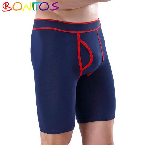 Boxershorts hombres W/ Fly de la ropa interior del boxeador ropa interior larga para hombres bragas de los hombres Boxer Homme Sexy pantalones cortos de algodón Hombre de talla grande ► Foto 1/6