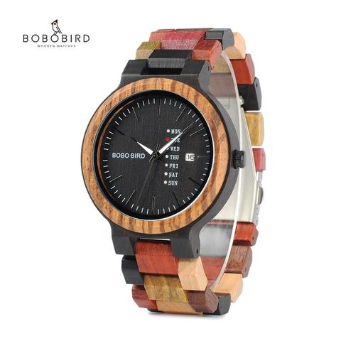 BOBO BIRD pareja reloj marca de lujo madera relojes semana indicador de fecha relojes de cuarzo para hombres mujeres gran regalo Dropshipping OEM ► Foto 1/6