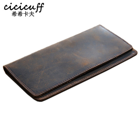 Delgada Simple dinero Clip para hombres cuero de Caballo Loco soportes para chequeras Vintage cuero cartera Slim billetera ► Foto 1/6