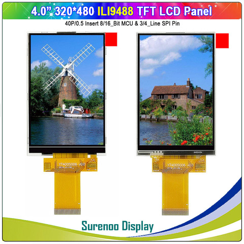 Pantalla LCD a Color con Panel táctil resistivo, 4,0 pulgadas, 320x480, 40P/0,5, 8/16 _ Bit, MCU y 3/4 _ Line SPI TFT ► Foto 1/3