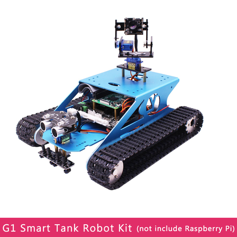 Kit de Robot de tanque inteligente G1, con WIFI, cámara de Control remoto, carrito de oruga para Raspberry Pi 4B, modelo B/3B +, (no incluye baterías) ► Foto 1/6