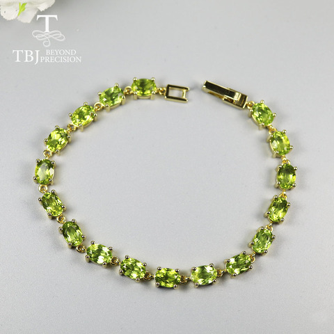 TBJ 17 Uds oval 5*7mm peridoto natural piedras preciosas pulsera 925 pulsera de plata esterlina gema auténtica joyería fina para las mujeres lindo regalo ► Foto 1/6