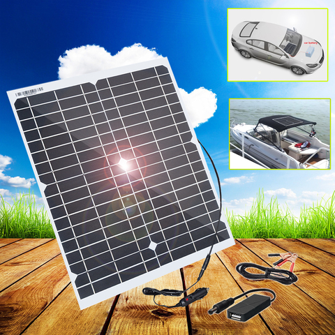 XINPUGUANG-Panel Solar Flexible de 20w, módulo de células solares, USB/CC, para coche, yate, luz Led, RV, batería de 12v, barco, cargador al aire libre ► Foto 1/6