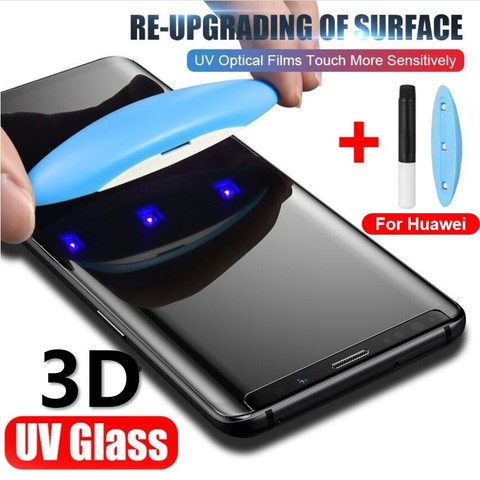 UV vidrio templado para Huawei P30 Pro P40 Pro Plus completa pegamento Nano líquido película protectora para HUAWEI Mate 20 30 Honor30 Pro ► Foto 1/6