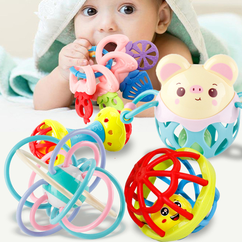 Pelota de goma suave para gatear para niños y niñas, juguete sensorial para gatear móviles de 0, 3, 6 y 12 meses ► Foto 1/6