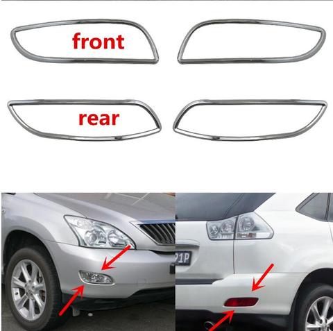 Para Lexus XU30 RX330 RX350 2003-2008 cubierta de luces antiniebla Trim ABS cromo 4 Uds frente cubierta de luz antiniebla trasera coche-estilo de accesorios ► Foto 1/6